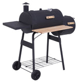48" Steel Portable Backyard Charcoal BBQ Grill and Offset Smoker Combo with Wheels 72006641