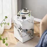 ZUN Modern white MDF + sticker material, cube fashion texture design coffee table, suitable for various W1151P194280