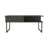 ZUN Carbon Espresso and Onyx 1-Shelf Lift Top Coffee Table B06280128