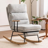 ZUN Modern Teddy Gliding Rocking Chair with High Back, Retractable Footrest, and Adjustable Back Angle W2012P177833