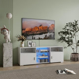 TV Stand for 32-60 inch TV, Modern Television Table Center Media Console with Drawer and Led Lights, W2301P143103