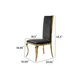 Dining chair black velvet with unique design backrest set of 2,mirror gold stainless steel legs W2723P193692
