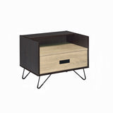 One Drawer Nightstand with Open Compartment, Oak and Black B016P256521