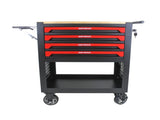 4 DRAWERS MULTIFUNCTIONAL TOOL CART WITH WHEELS AND WOODEN TOP W110265906