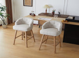 33.25" Swivel Counter Stools Set of 2, Upholstered Counter Height Bar Stools with Solid Rubber Wood WF532109BGE