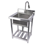 Silver Free Standing Stainless Steel Commercial Sink Utility Sink 23.6 for Restaurant, 66127683