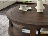 40inch Large Curved 2 Tier Traditional Round Circle Wooden Center Coffee,Mid Century Rounded W2582P202642