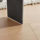 Round Coffee Table Black Oak Wood Surface and Black Metel Feet W820P272124