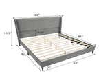 Rozitta Gray Velvet Wingback Platform Bed, Queen T2574P198391