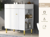 21.6" white Bathroom vanity, Combo Cabinet, Bathroom Storage Cabinet, Single Ceramic Sink, Right 79483389
