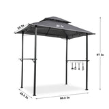 ZUN Outdoor Grill Gazebo 8 x 5 Ft, Shelter Tent, Double Tier Soft Top Canopy Steel Frame with hook W41918148