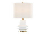Lloyd 26" Contemporary Polyresin Table Lamp in Sanded Matte White Polyresin, Modern Brass and White B202P224003