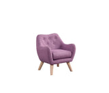 Fenix 19.5"W Pink Linen Kids Chair with Button Tufted Back and Wooden Legs B061P236756