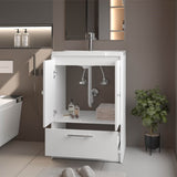 Sinclair Freestanding Bathroom Vanity with Sink, Two Doors and Bottom Drawer, White B128P314810