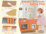 Orange Kids Play Kitchen with Realistic Faucet & Ice Dispenser, Anti-Tipping Pretend Cooking Set for 34281002