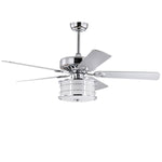 ZUN 52" 3-Light Chrome Drum Shade LED Ceiling Fan + Remote, Traditional Farmhouse Rustic Industrial W1592P152990