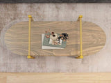 Oval shaped glass coffee table modern design, length 41 x width 21 x height 17 inches, for living W1727P356427