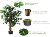 4FT Artificial Ficus Tree - 504 PEVA/Polyester Leaves, Multiple Trunks, Green 44479741