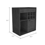 ZUN Smokey Oak 6-Bottle 2-Shelf Bar Cabinet B06280240