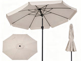 Beige 10ft Scalloped Patio Umbrella with PushButton Tilt, Vented Outdoor Market Parasol with Crank 35476923