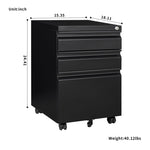 ZUN 3 Drawer File Cabinet with Lock, Steel Mobile Filing Cabinet on Anti-tilt Wheels, Rolling Locking W25270524