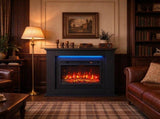 40" Electric Fireplace TV Stand with Mantel, LED Strip & Adjustable Flame for Up to 55" TVs, Black 23537237