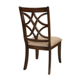 ZUN Wooden Side Chairs Set of 2 Elegant Back Design Fabric Upholstery Cherry Finish Formal Dining B01143650