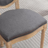 A&A Furniture,French Style Solid Wood Frame Antique Painting Linen Fabric Back Dining Chair,Set of W1143141071