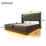 King size Upholstered, 360 surround LED function, Buttons/Apps/Remote Control, hydraulic storage N736P188808B