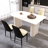 63 "medieval modern cream style MDF dining table and PU dining chair set 4. Assemble Desktop and 10490840