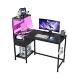 Computer Desk with Power Outlet & Storage Shelves, Study Writing Table with USB Ports Charging W578P191952