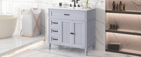 ZUN 36" Bathroom Vanity with Sink, Bathroom Cabinet with Drawers, Solid Frame and MDF Board, One N759P207685E