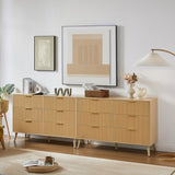 ZUN Bedroom Dresser, 6 Double Dressers with Wavy Drawers, Wooden Chest of Drawers for Children's Room, W1162P190403