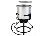 13*32inch Four-Piece Set, Black Round Iron Stove Frame, Silver Aluminum 30qt Turkey Pot 10qt Fish 39889046