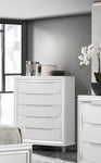 ZUN 1pc Modern Contemporary Chest Five Storage Drawers White Cream Finish Bedroom Wooden Furniture B011P215600