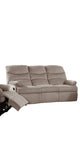 Luxurious Velvet Light Brown Color 3-Seater Manual Recliner Sofa Couch Manual Motion Plush Armrest B011P163891