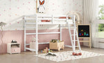 ZUN Twin Size High Loft Bed with inclined Ladder, Guardrails,White 52958115