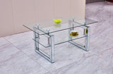 ZUN W 39.4" X D 19.7 " X H 17.7" Transparent tempered glass coffee table, coffee table W100535591