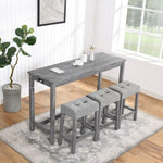 ZUN Bar Table Set with Power Outlet, Bar Table and Chairs Set, 4 Piece Dining Table Set, Industrial W1781140371