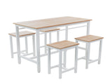 5-piece modern kitchen table with four bar stools Bar table set 5PC,metal frame and MDF, white 92378769