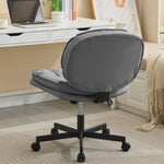 ZUN Armless-Office Desk Chair with Wheels: PU Leather Cross Legged Wide Chair,Comfortable Adjustable 32911314