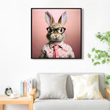 Stretched Canvas Print - Whimsical Rabbit in Blush Pink Three-Piece Suit, Nursery and Bedroom Wall W3374P324199