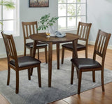 Kitchen 5pc Dining Set Round Dining Table And 4x Side Chairs Walnut, Dark Brown Transitional Solid B011P162634