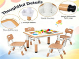 Height Adjustable Kids Desk and 4 Chairs Set, Graffiti Wipeable Tabletop Toddler Activity Table with 54431385