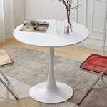 ZUN White Round Table, Modern Dining Table, MDF Top and Steel Base Tulip Round Kitchen Table, Mid W2641P192316