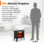 ZUN 15" Electric Fireplace Heater, Freestanding Wooden Fireplace Stove with 3D Realistic Flame, 00157505