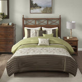Embroidered 7 Piece Comforter Set Green King B03597124