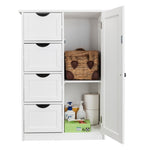 ZUN Single Door Bathroom Storage Cabinet with 4 Drawers White 80099521