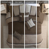 7 Piece Faux Suede Comforter Set Brown Queen B03596967