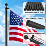 ZUN Flag Pole Kit for Outside House in Ground, 25FT Sectional Aluminum Extra Thick Flagpole, 5x3 US 38173656